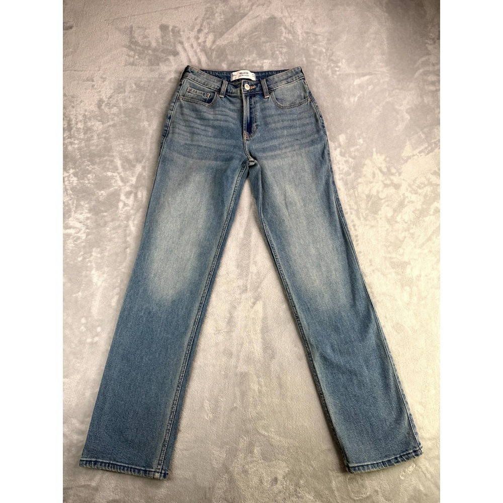 Hollister High Rise Straight Leg Jeans Womens 2 Long/26 Blue Denim Streetwear